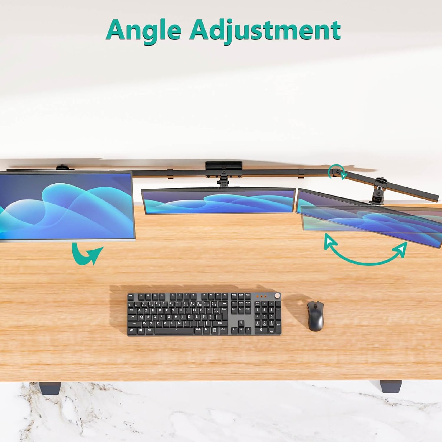 WALI Triple Monitor Wall Mount for 17 to 32 Inch, Computer Monitor Arm for 3 Screens, Swivel Tilt Wall Mount with Mounting Holes 75X75/100X100Mm, per Arm Holds up to 15.4Lbs (013ARM), Black image number 5