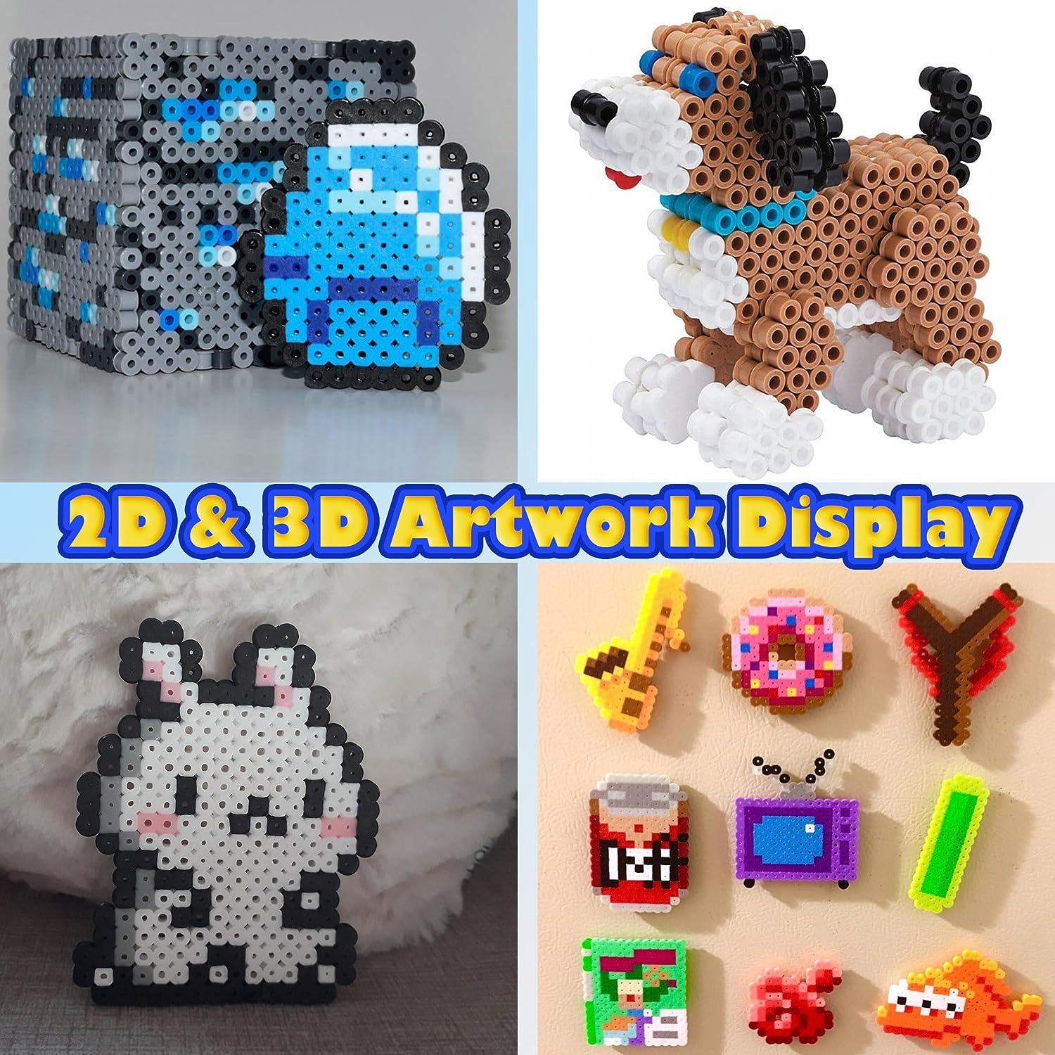 Yowamho Fuse Beads Kit - 48 Color Iron Beads Set, 8233 PCS 5Mm Beads, Art Crafts Set for Kids Ages 4-8, Girls Boys Gift Age 3 4 5 6 7 8 9 10 Years Old Present image number 6