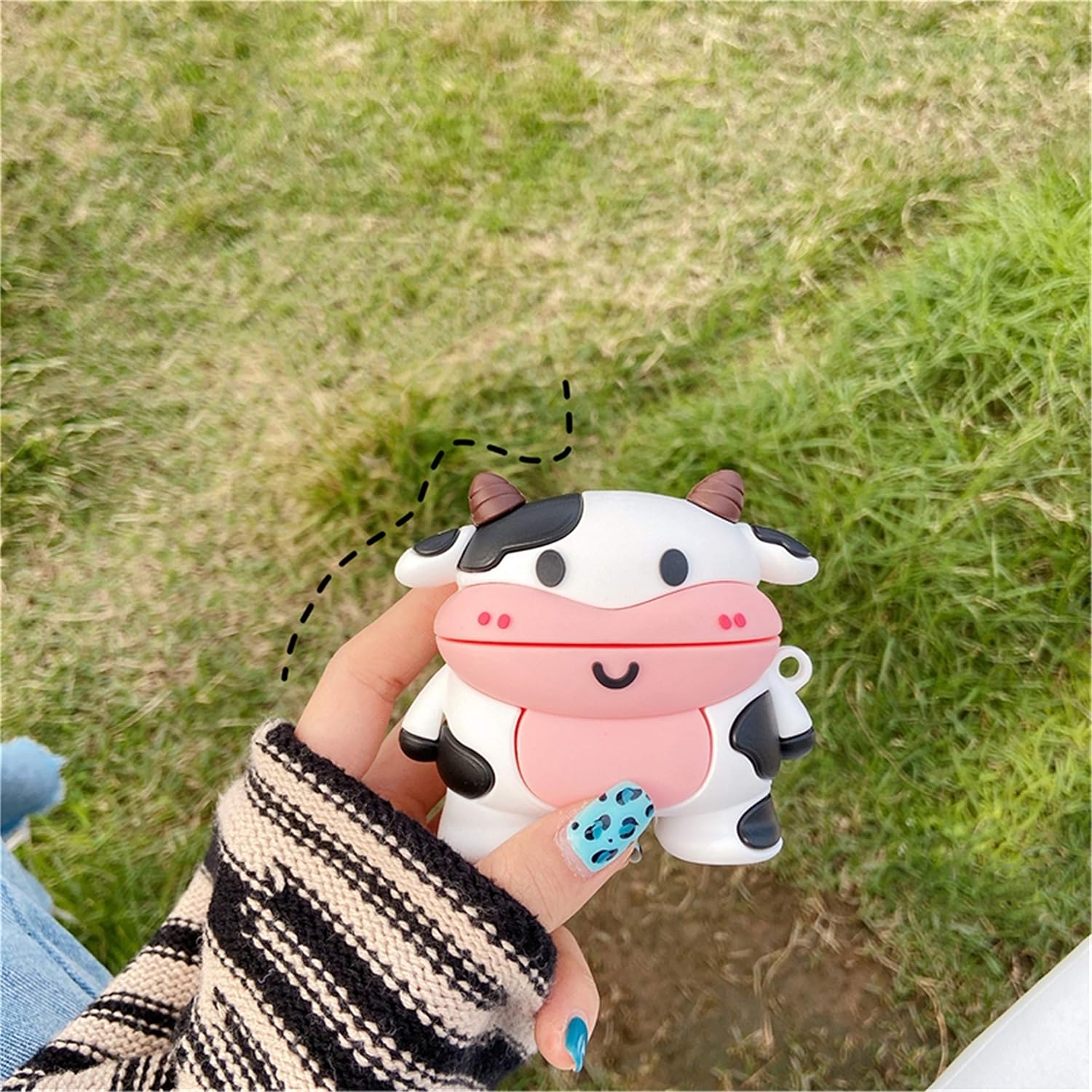 Jowhep Case for Airpod Pro 2019 Cartoon Design Cute Kawaii 3D Silicone Cover Keychain Fashion Funny Animal Soft Protective for Air Pods Pro Girls Kids Women Shell Cases for Airpods Pro (Smile Cow) image number 2