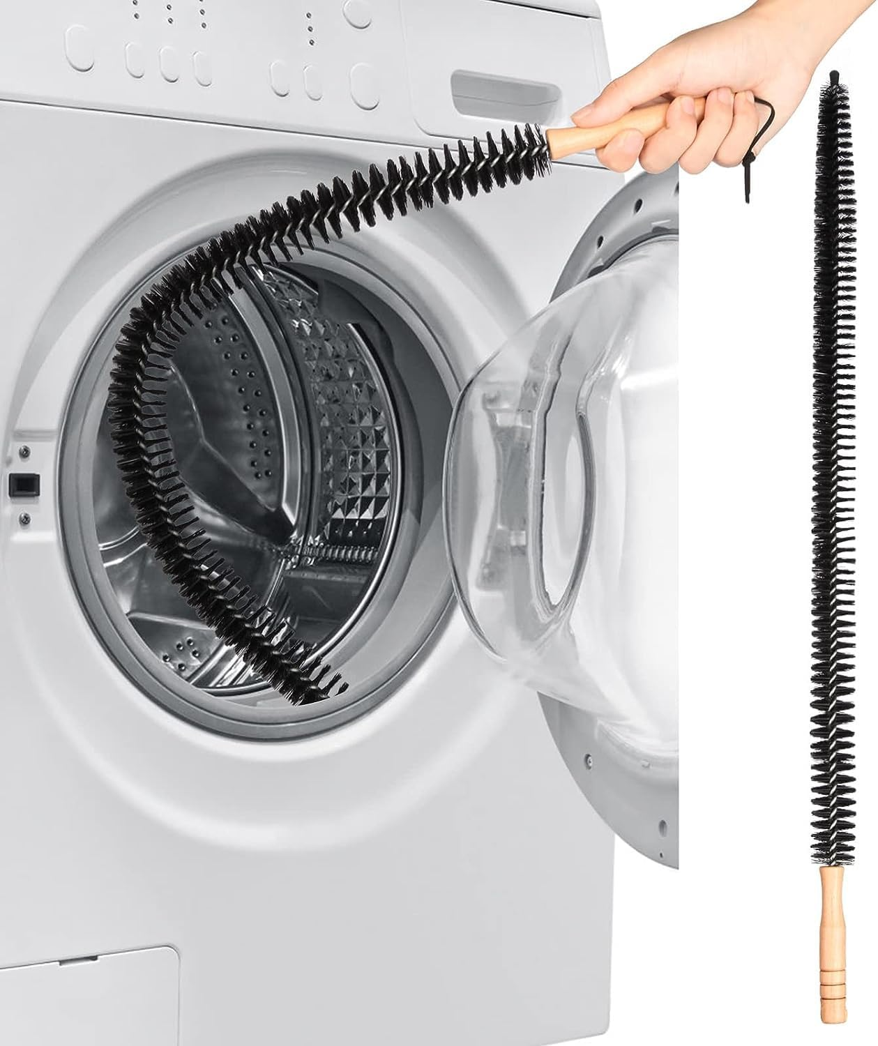 2 Pack Dryer Vent Cleaner Kit Clothes Dryer Lint Brush Vent Trap Cleaner Home Essentials Long Flexible Refrigerator Coil Brush Vacuum image number 3