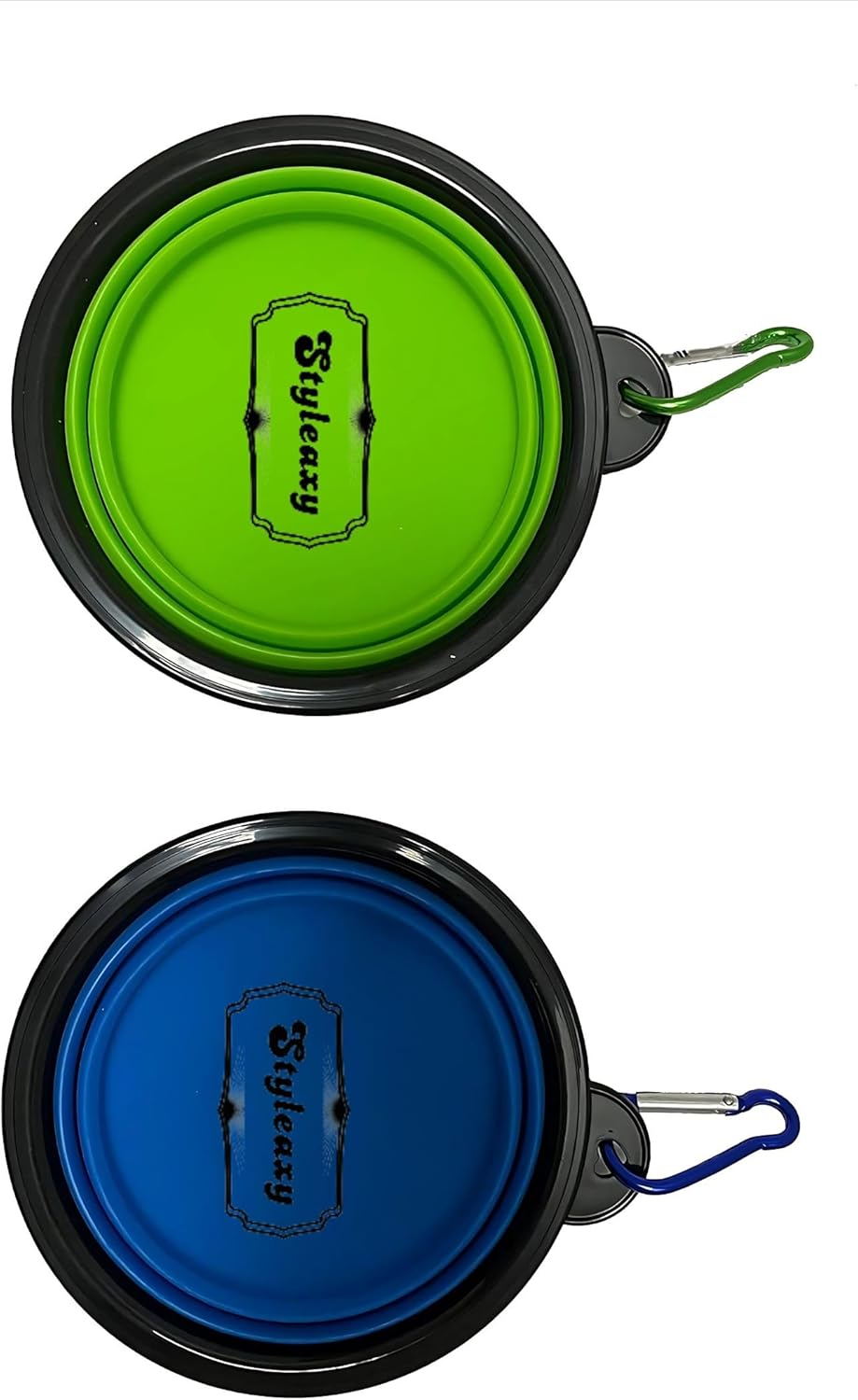 Collapsible Pet Bowl, BPA Free Portable Silicone Pet Feeding and Water Bowl with Carabiner Clip, Ideal for Hiking, and Outdoor Activities (Set of 2) image number 3