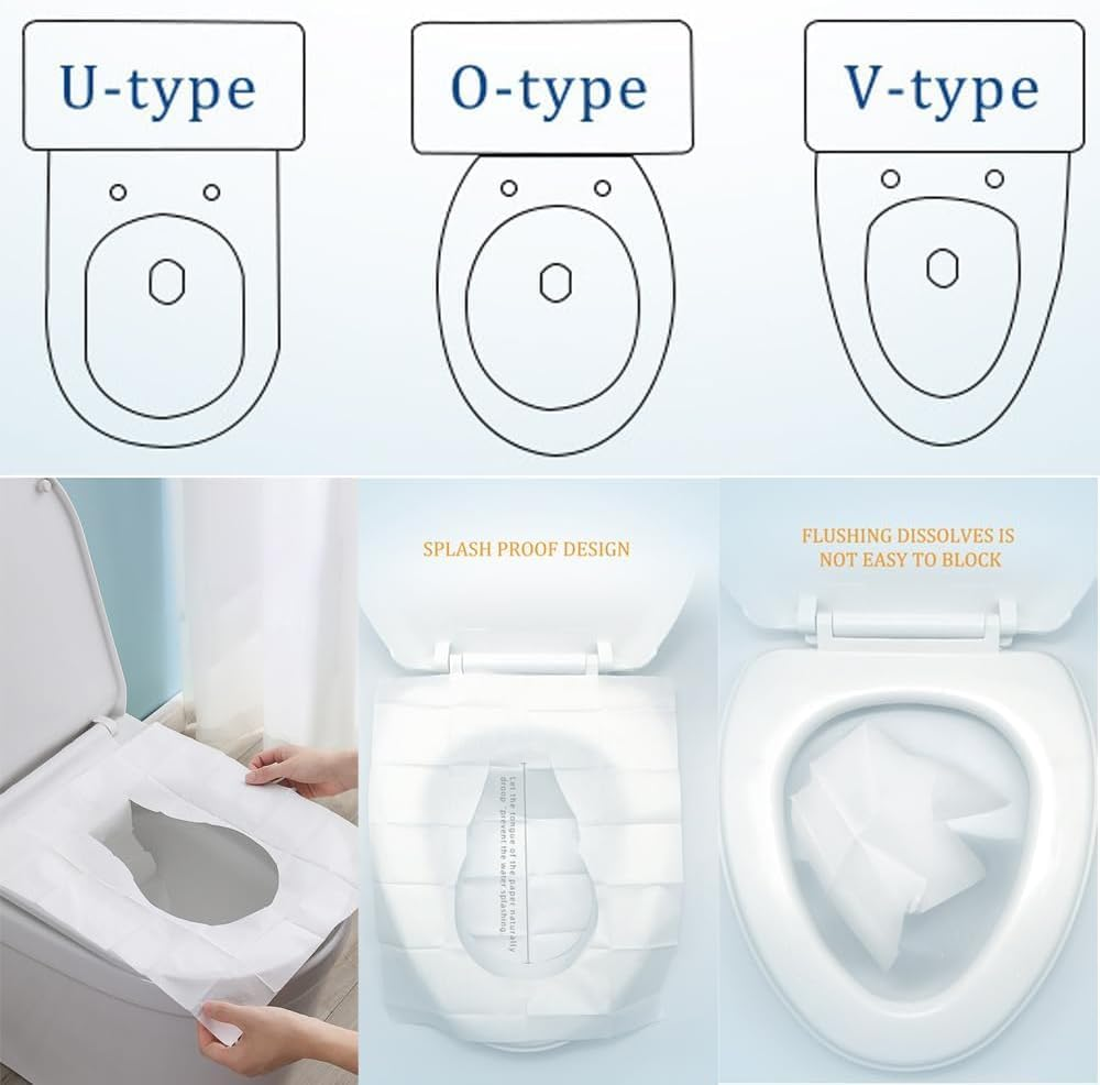 Toilet Seat Covers Disposable,100-Count Toilet Seat Cover - Flushable-Paper Toilet Liners for Travel,Public Restrooms, Airplane, Camping by H HOME-MART image number 5