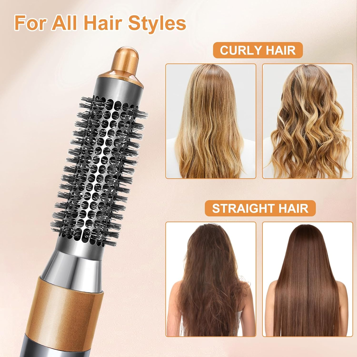 Small round Volume Brush for Dyson Airwrap HS01 HS05 Attachment Hair Styler Accessories, Gold image number 1