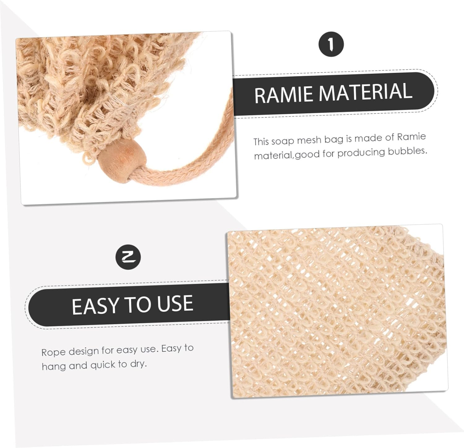 MERRYHAPY Cotton Linen Bathing Soap Bags 10 Pack Exfoliating Body Wash Cloths Drawstring Sisal Mesh Bag image number 4