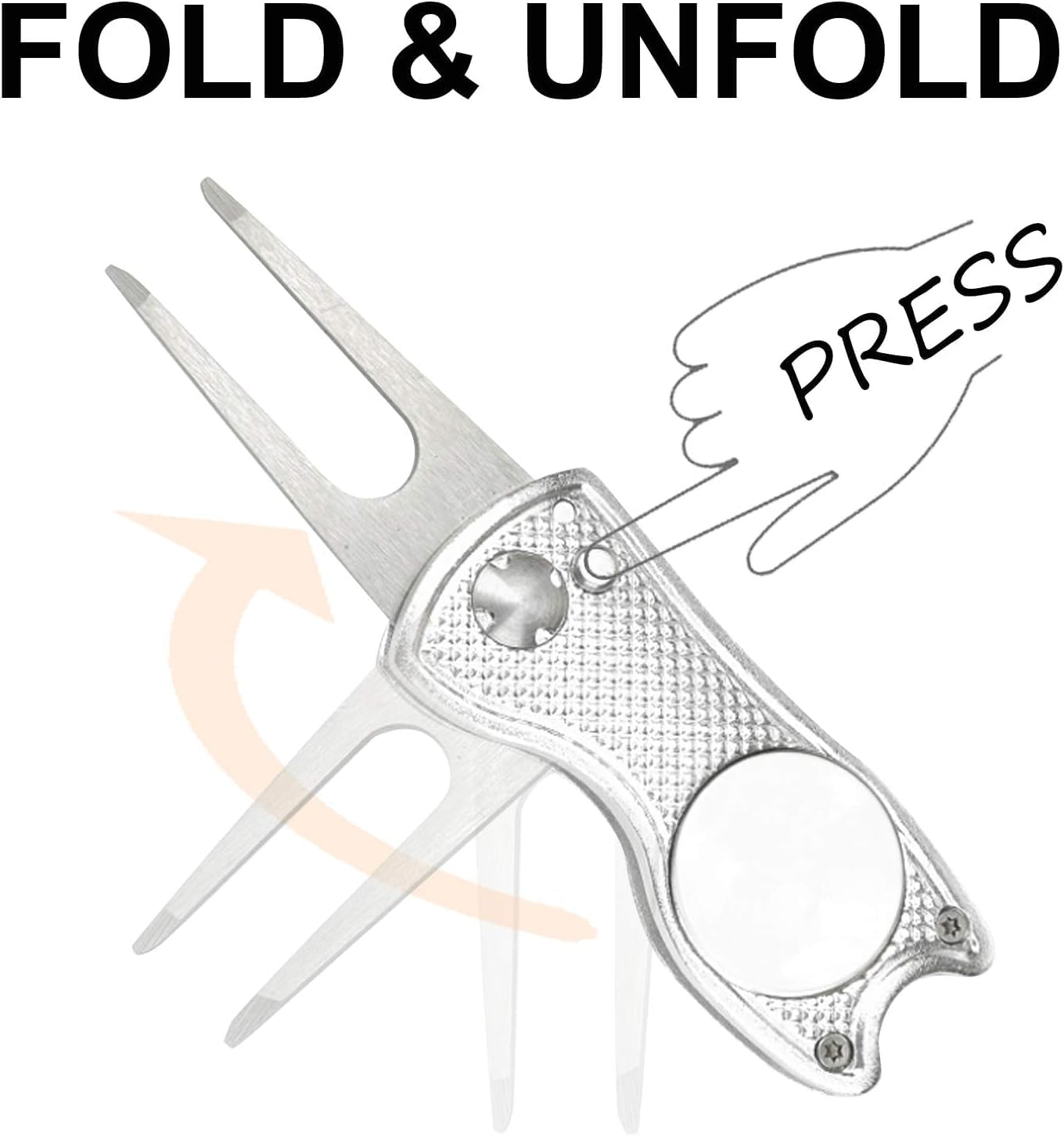 THJOPOKEEL Divot Repair Tool with 2 Ball Markers+ 1 Hat Clip Golf Divot Tool Divot Repair Tool Switchblade Golf Green Repair Fork Portable and Folding image number 5