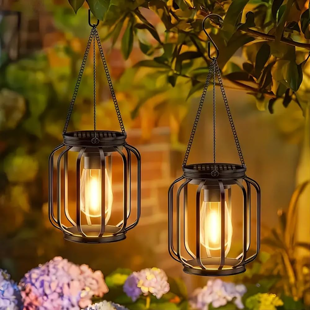 Solar Outdoor Lights Hanging Solar Lantern Metal Solar Lights, Waterproof Garden Lamps Vintage Decoration Landscape Hollow for Garden Yard Patio Pathway Halloween Christmas (4 Pack) image number 5