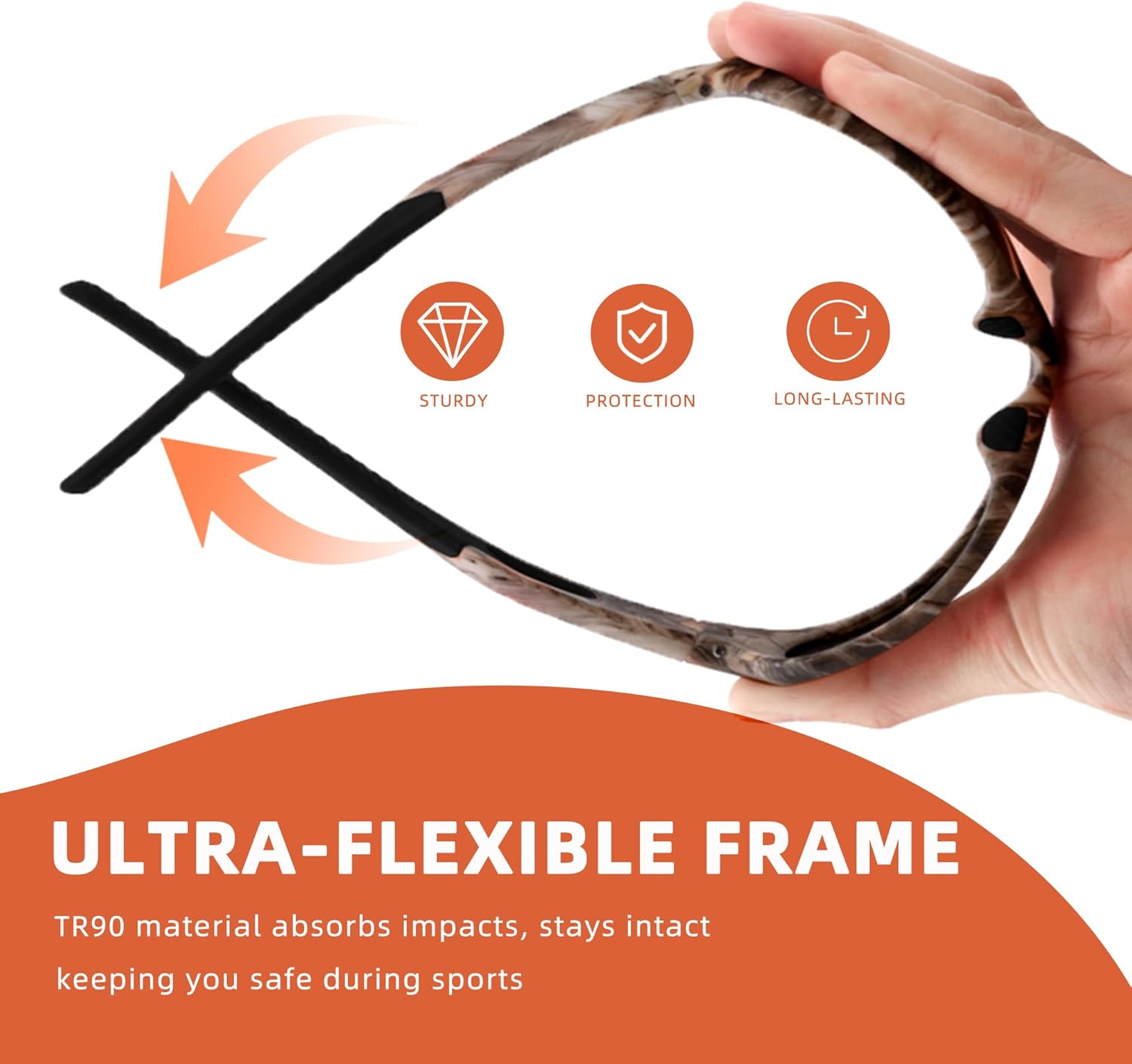 Polarized Sport Sunglasses for Men and Women,Ideal for Driving Fishing Cycling and Running,Uv Protection EMS-TR90 Frame image number 2