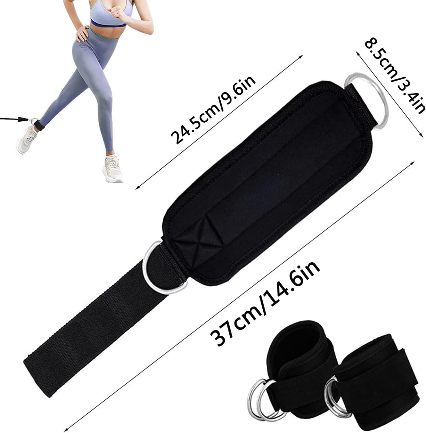 Ankle Straps for Kickbacks Men Women 1 Pair Adjustable Comfort Gym Ankle Straps with Double D-Ring for Glute Workouts Leg Extensions Lower Body Exercises