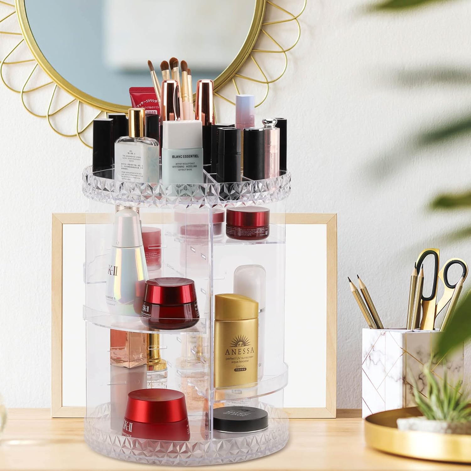 360 Degree Rotating Makeup Organizer for Vanity, 5 Layers Adjustable Spinning Holder Cosmetic Storage Display Case Large Capacity Makeup Caddy Organizer image number 2
