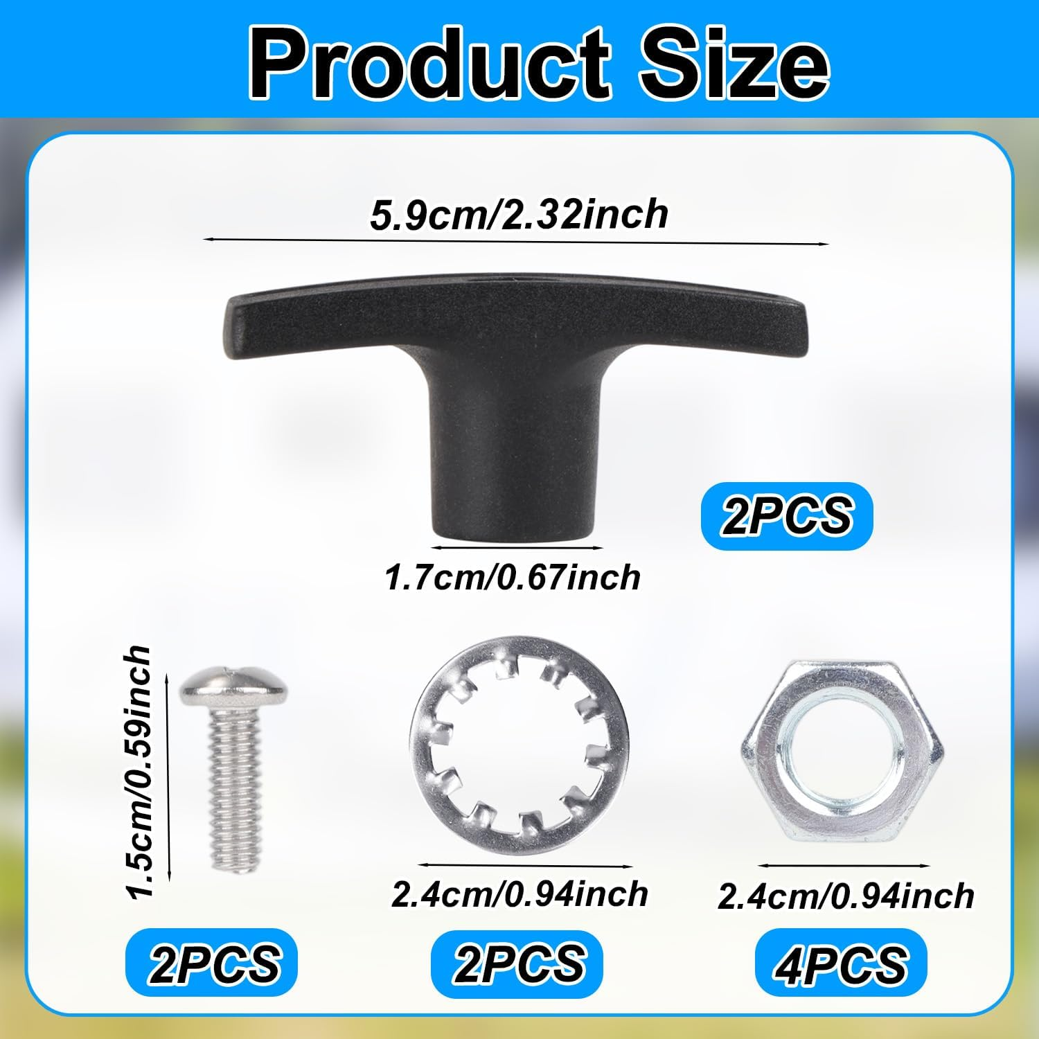 2Pcs RV Waste Valve Handle Kit, RV Sewer Valve Handle with 4 Nuts 2 Screws 2 Gaskets for Camper Sewer Tank Accessories