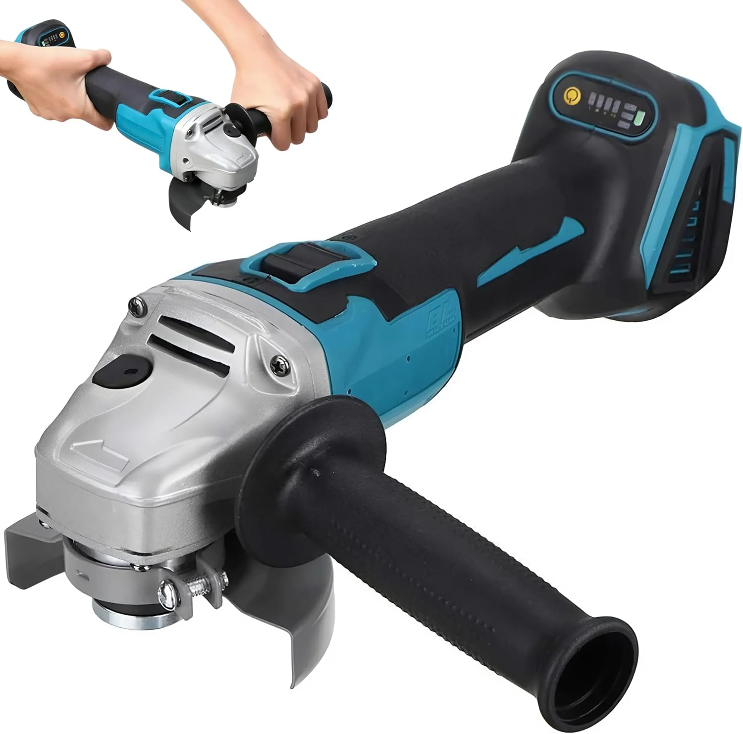 EZONEDEAL Multifunction Cordless 18V Brushless Cordless Angle Grinder 125Mm Cutting Polishing Compatible with 18V Polisher Battery