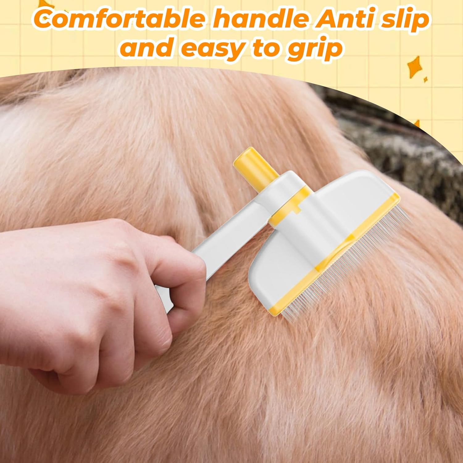 Simsky Pack of 2 Self-Cleaning Pet Brush, Fur Flash Brush for Cats and Dogs - Removes Loose Hair & Knots, with Rotating Brush Head, Ideal for Long and Short Hair image number 2