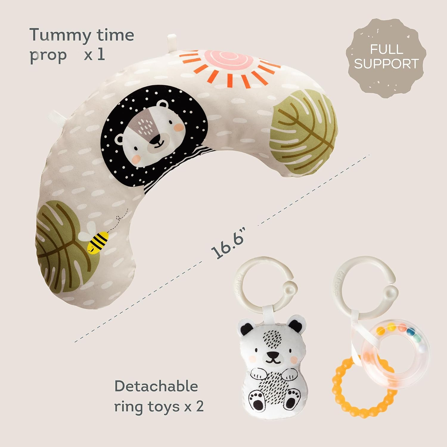 Taf Toys Ergonomic Tummy Time Pillow with Teether and Rattle - Soft and Supportive Baby Prop Pillow for Enhanced Motor Skills Development image number 5