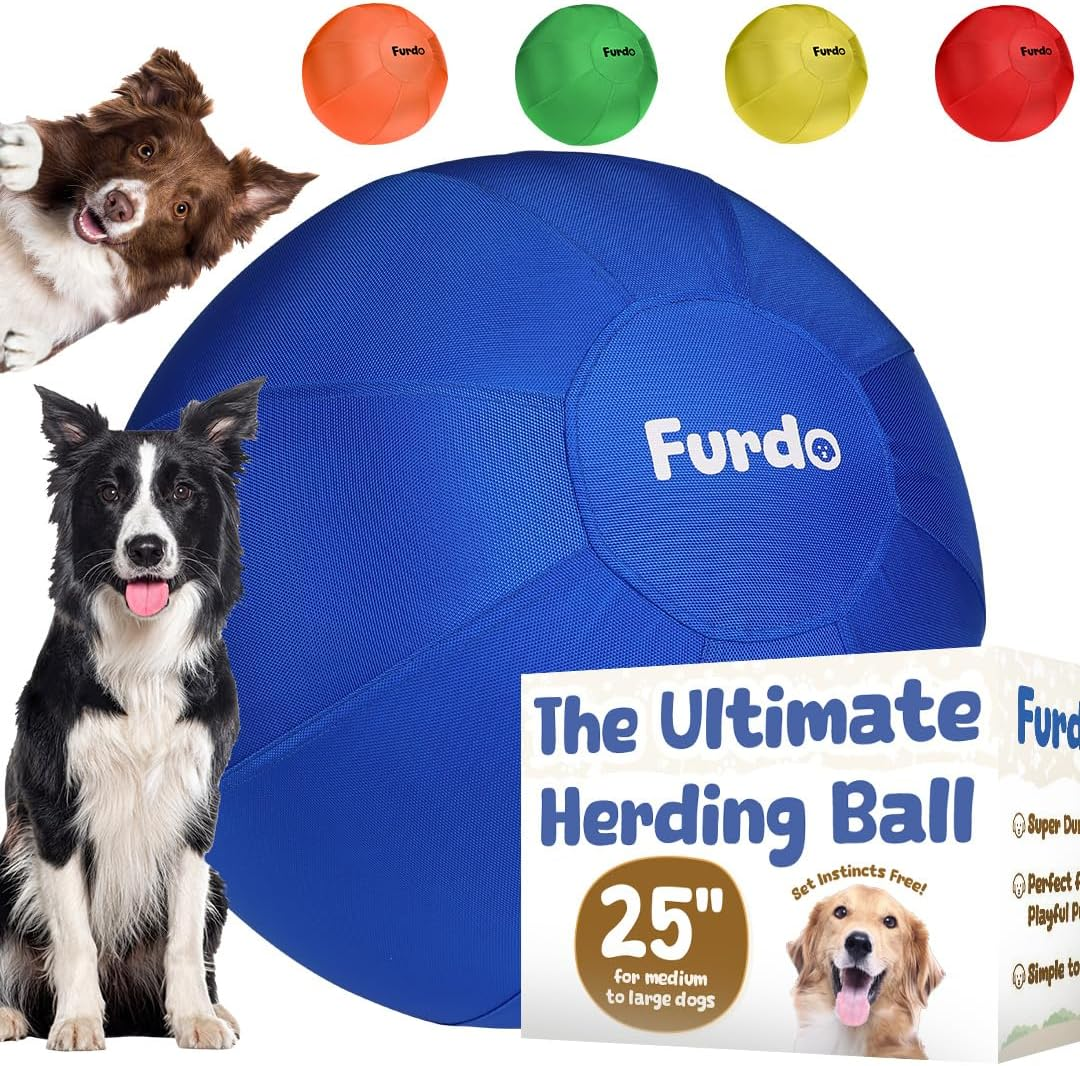 Furdo 25" Herding Ball for Dogs, for Australian Shepherd, for Cattle Dogs, for Border Collie, for Blue Heelers & Other Medium to Large Dogs, Herding Dog Ball, Herding Dog Toys, Horse Ball - Blue image number 2
