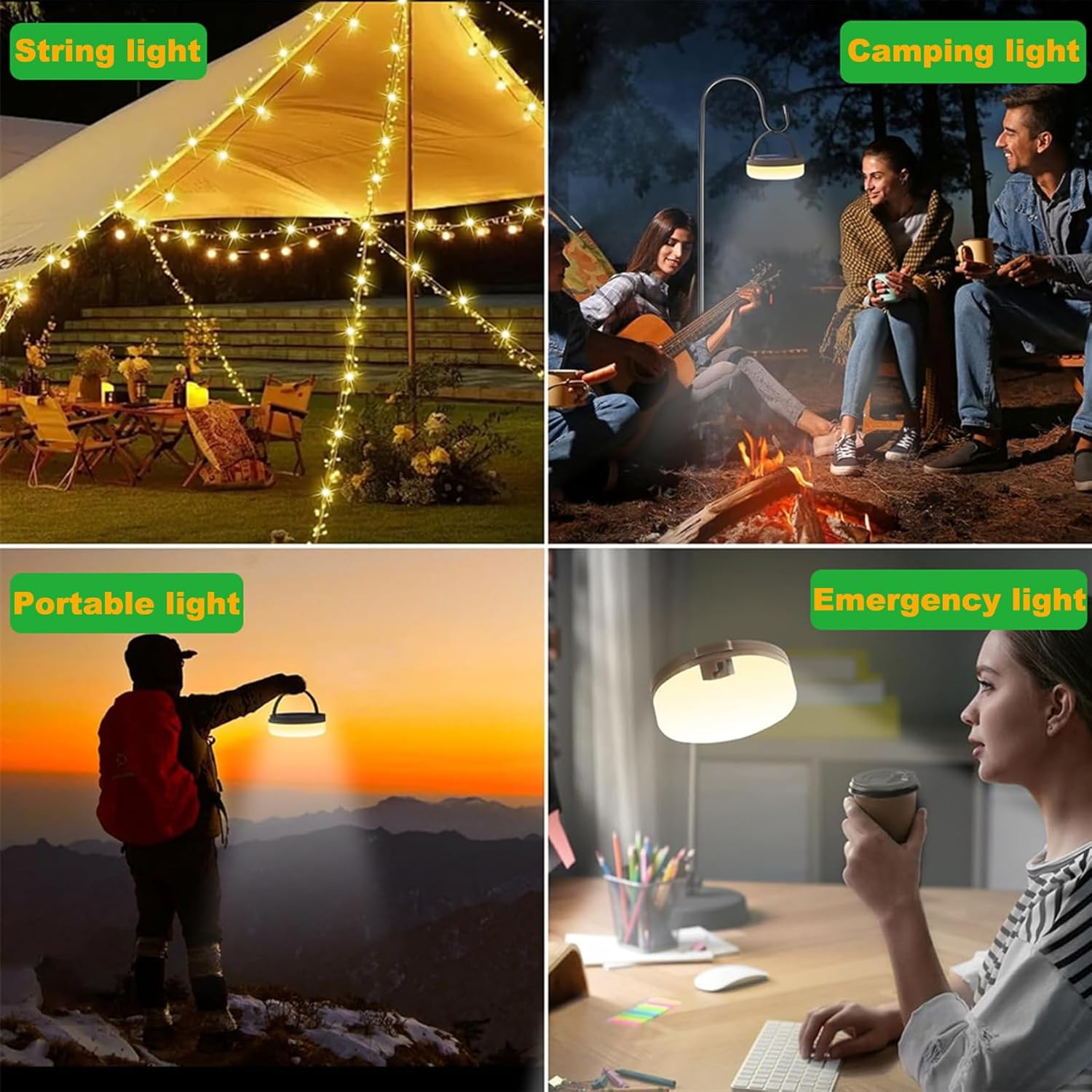 AUTENS Retractable Camping String Lights, All in 1 USB Rechargeable Lantern, Outdoor String Lights with 8 Lighting Modes, Quick 30S Recovery, Tent Lights for Camping, Hiking, Yard, RV image number 2