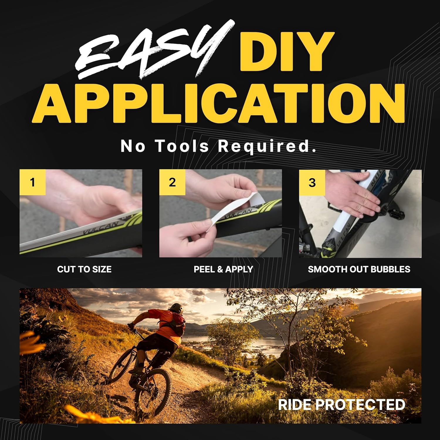 75Mm X 1M, 2M, 3M Helicopter Tape or Bike Protection Tape - Bike Accessories to Protect Your MTB, Ebike, Road Bike from Scratches, Stone and Gravel Damage - Self Adhesive Paint Protection Film image number 6