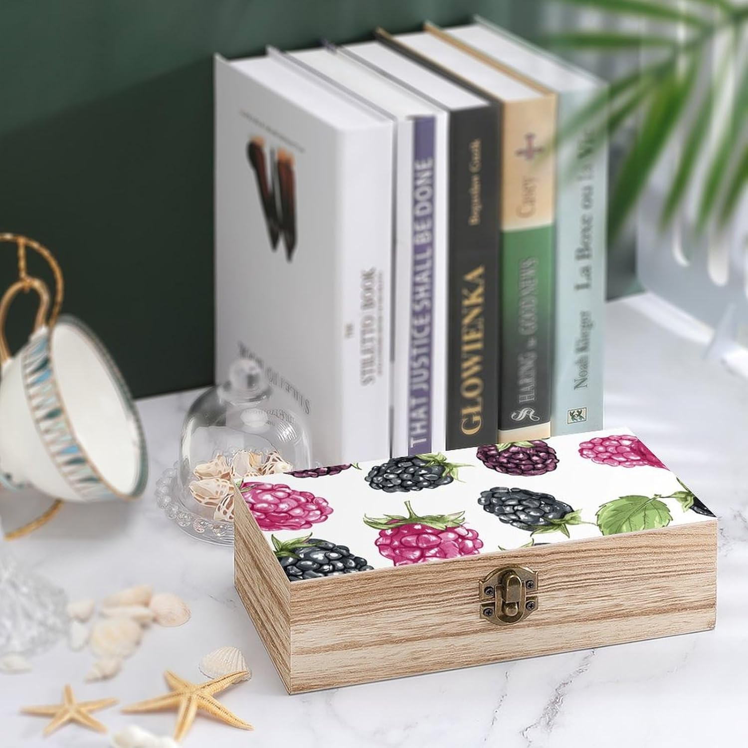 Blackberry Fruit Wooden Box Wood Wedding Keepsake Boxes with Lids Small Decorative Boxes Lightweight Wooden Memory Storage Box for Crafts Keepsakes Jewelry Photo Letter Storage image number 2