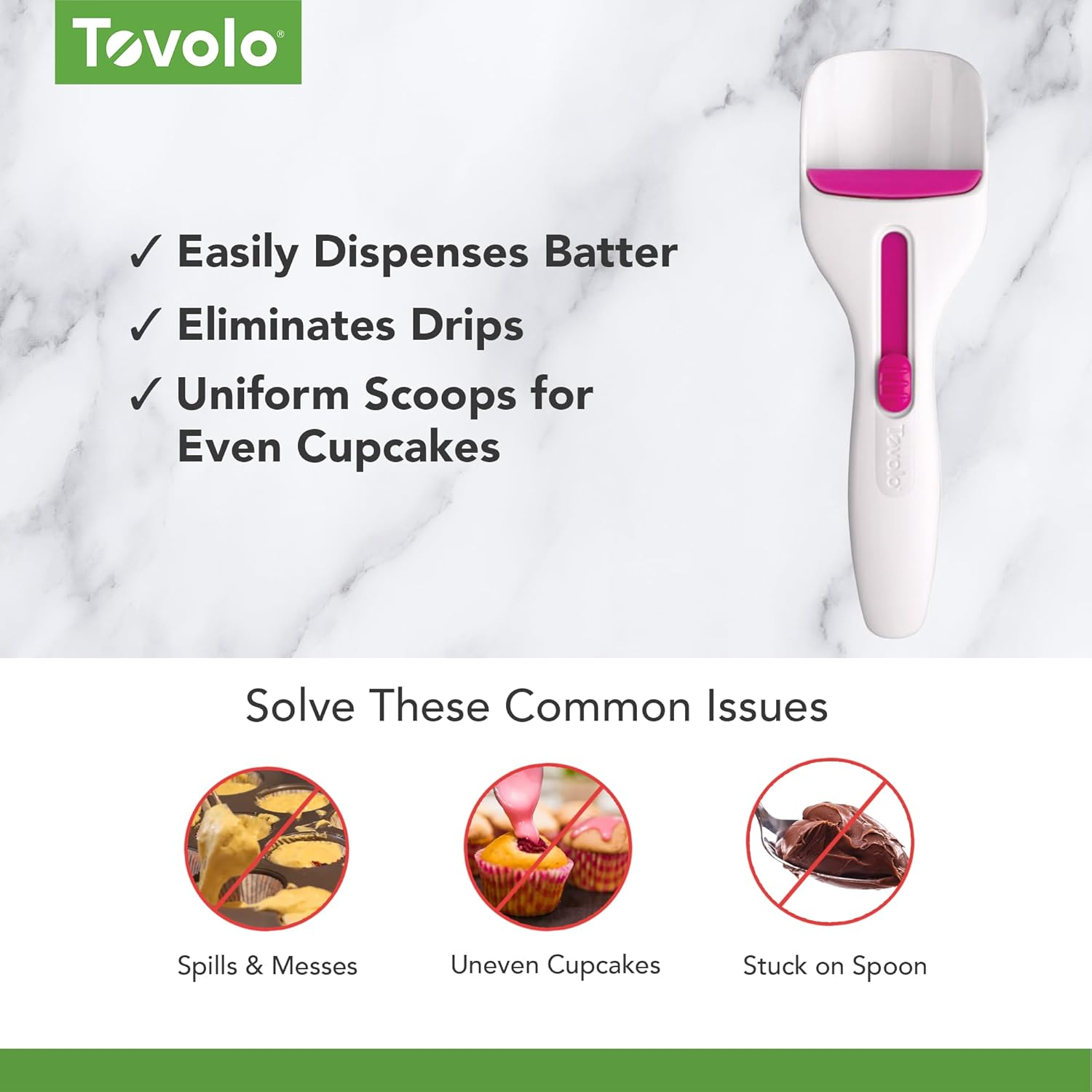 Tovolo Quick Mix Hand Beater Batter Blender, Perfect for Beating Eggs, Mixing Batter or Emulsifying Dressings, Mess-Free Pour, Non-Slip Base, Etched Measurements, BPA Free, Dishwasher Safe Cupcake Scoop One Size White image number 5