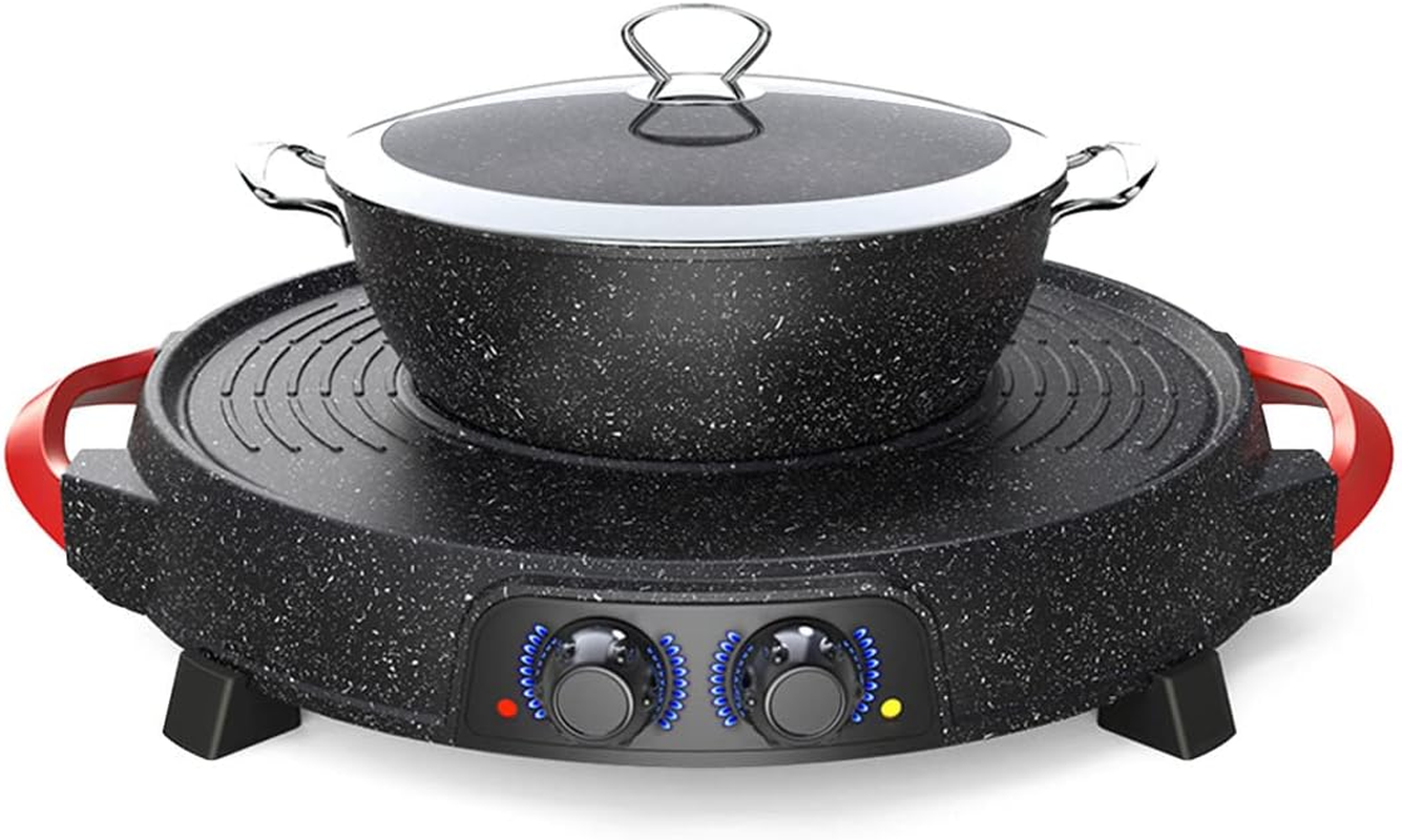 SOGA 2 in 1 Electric Stone Coated Teppanyaki Grill Plate Steamboat Hotpot image number 6