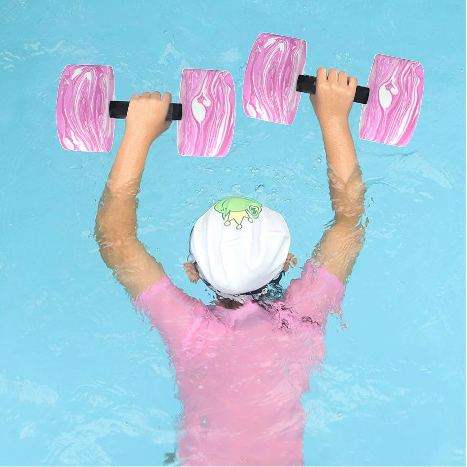 Water Dumbbells, Set of 2 EVA Aquatic Fitness Dumbells Pool Resistance Water Weight Aerobics, High-Density Foam Pool Fitness Barbells Hand Weights Exercises image number 4