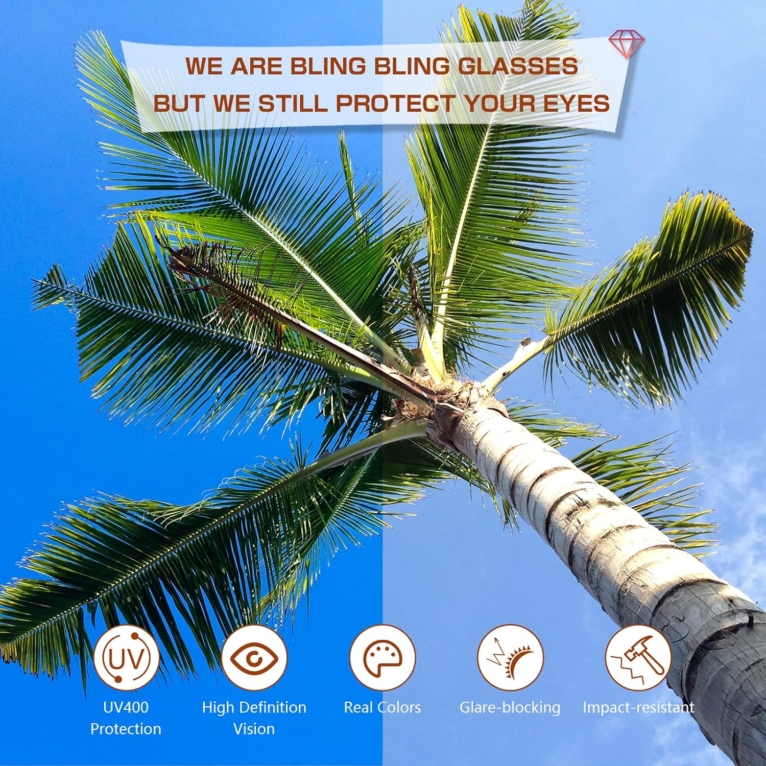 Ailov Oversized Trendy Crystal Sunglasses for Men Women Elton Party Favors Rhinestone Rectangle Glasses image number 2