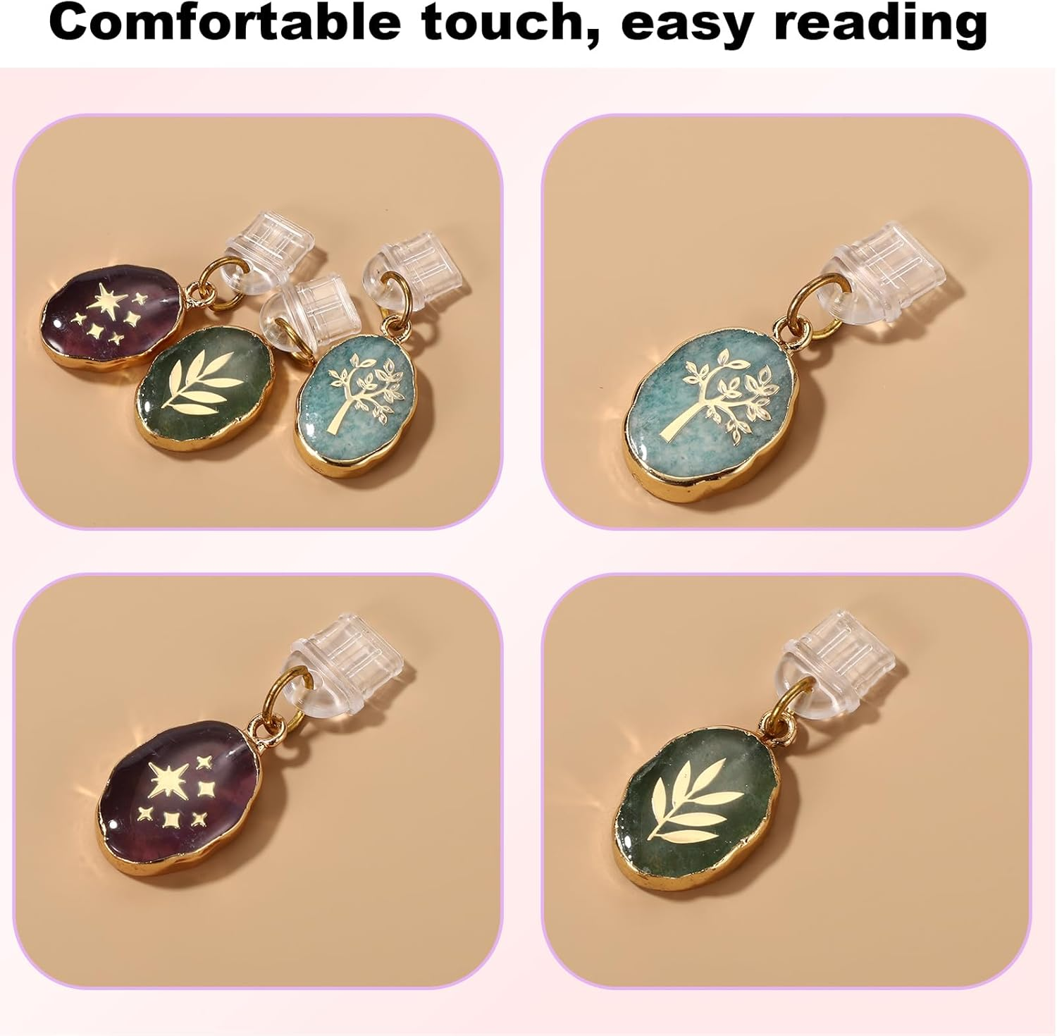 3Pcs Dust Plug Charms, 1.42X0.51In Colorful Delicate USB C Dust Plug Charm with Leaf Tree Design for Kindle E-Reader Smart Phone (Fossil Style) image number 2