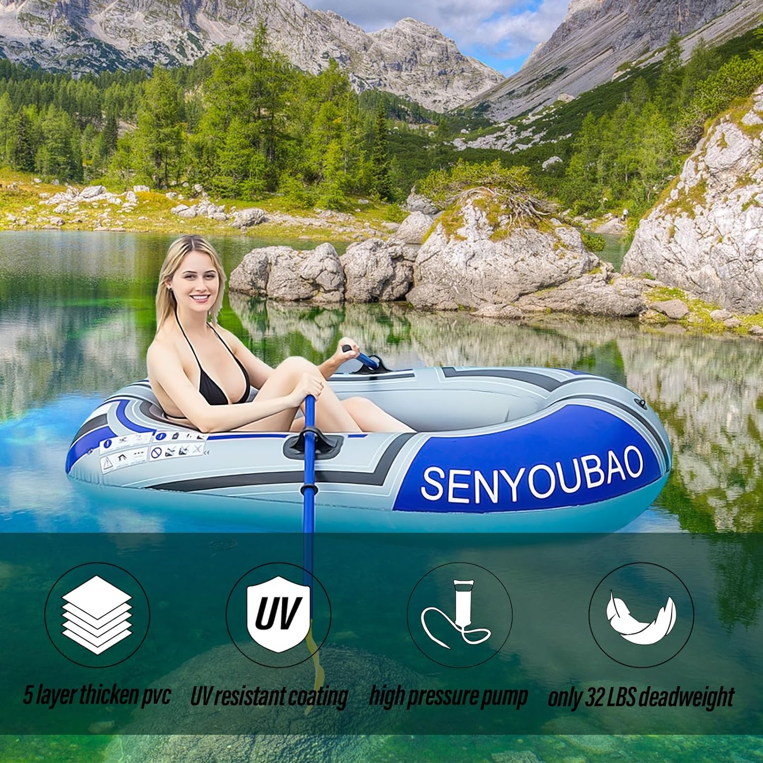 BESTHLS Inflatable Boat,Swimming Pool and Lake Inflatable Boat image number 4