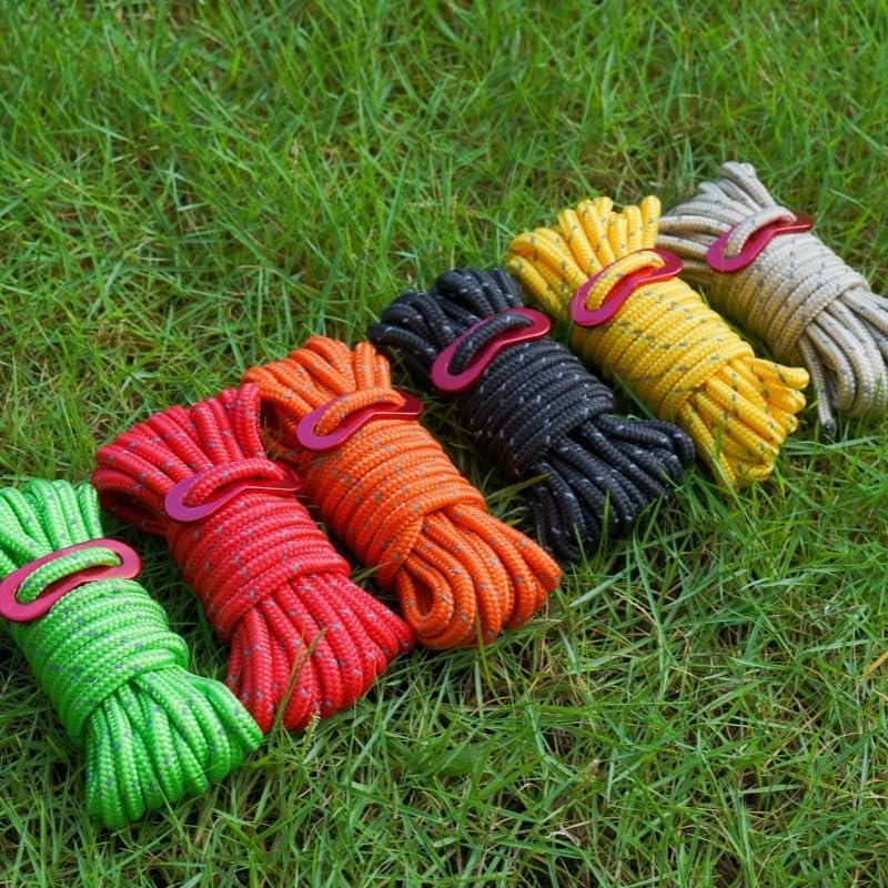 6-Pack Reflective Tent Guy Ropes, Betterjonny 4Mm*4M Reflective Nylon Cord with Aluminum Adjuster Light-Weight Tent Guide Lines Cord for Outdoor Tarp, Tent Fixing, Tent Rope image number 4