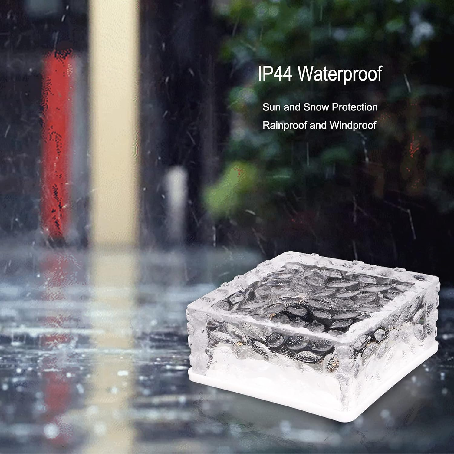 MEDOYOH 2PCS Cool White Light Solar Light PVC Brick, 10X10Cm Solar Ground Light On/Off Ponds Lights Outdoor Garden Ornaments image number 2