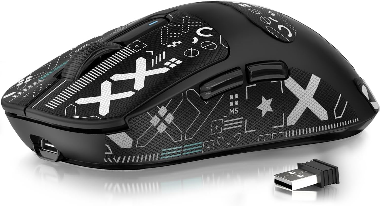 MANBASNAKE Wireless Gaming Mouse, 49G Ergonomic Computer Mouse, Triple Modes PAW3395 26K DPI Optical Sensor, 200H Battery Life, Programmable Buttons, Gaming Accessories for Pc/Laptop/Mac