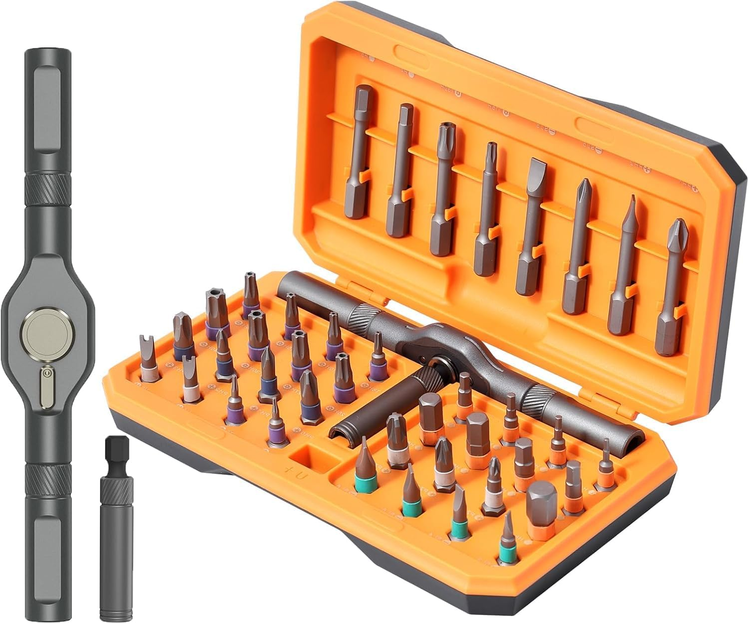 AMIR 42 in 1 Magnetic Screwdriver Set, Ratchet Handle Screwdriver Set, Repair Screwdriver Set with Detachable Ratchet Handle, Storage Case, Magnetic Bits, DIY Screwdriver for Home, Furniture, Computer