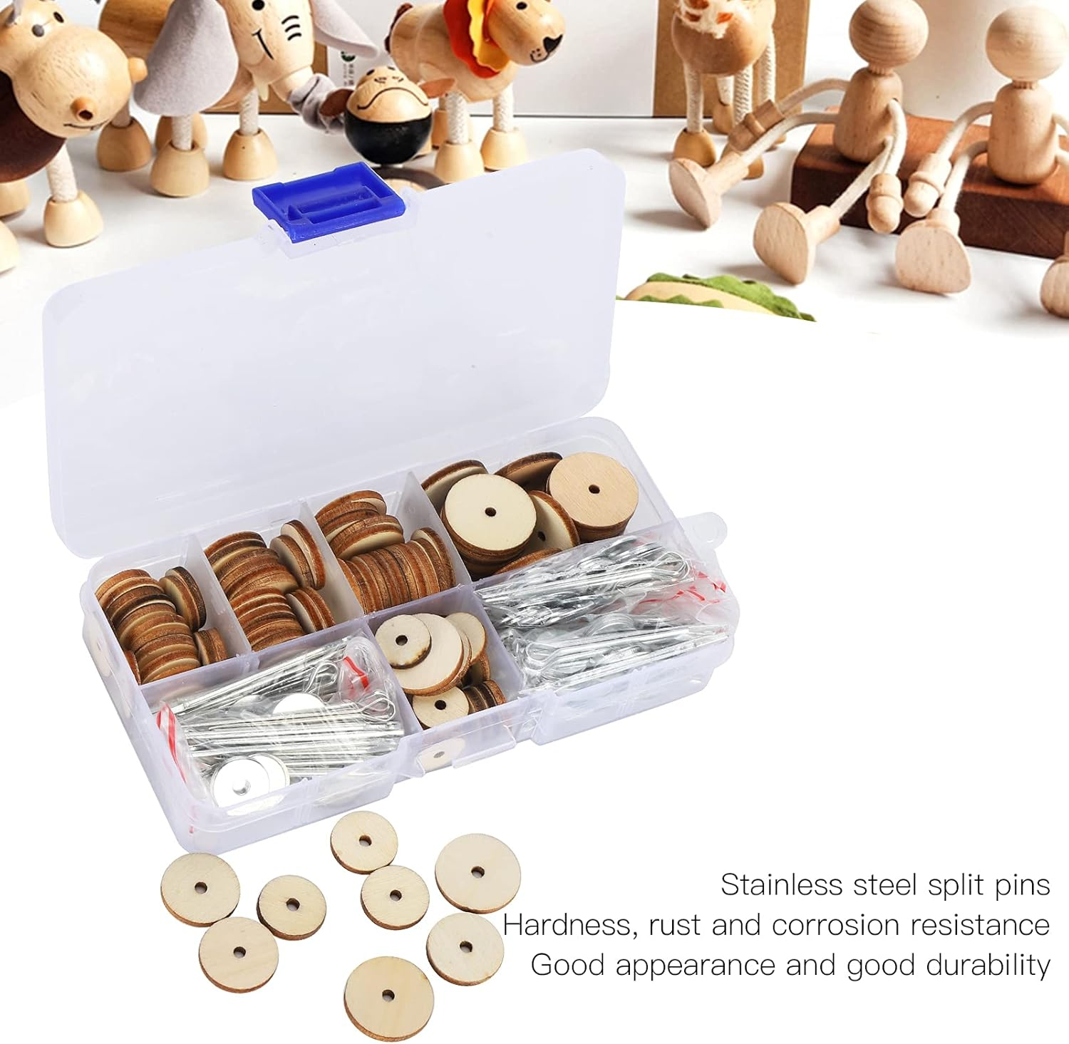 Doll Joints Doll Accessories for Teddy Bear Toys, 50 Set Doll Joints Cotter Pin Joints Doll Wood Skeleton Joints Movable Engage DIY Craft Toy Accessories image number 3