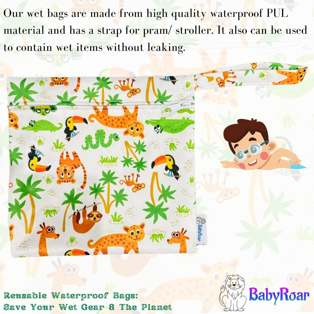 Side Snap Reusable Swim Nappy with FREE Waterproof Wet Bag &ndash; Adjustable, Leak-Proof & Swim School Approved | Eco-Friendly for Babies & Toddlers! (Jungle Splash, XL, 1.0, Count) image number 5