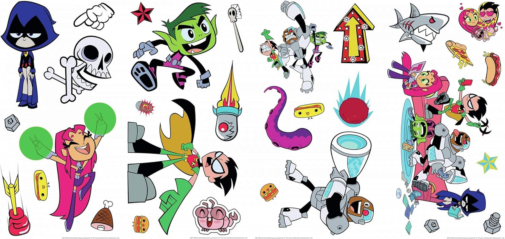 Roommates RMK3823SCS Teen Titans Go Peel and Stick Wall Decals, Red, Pink, Blue image number 1