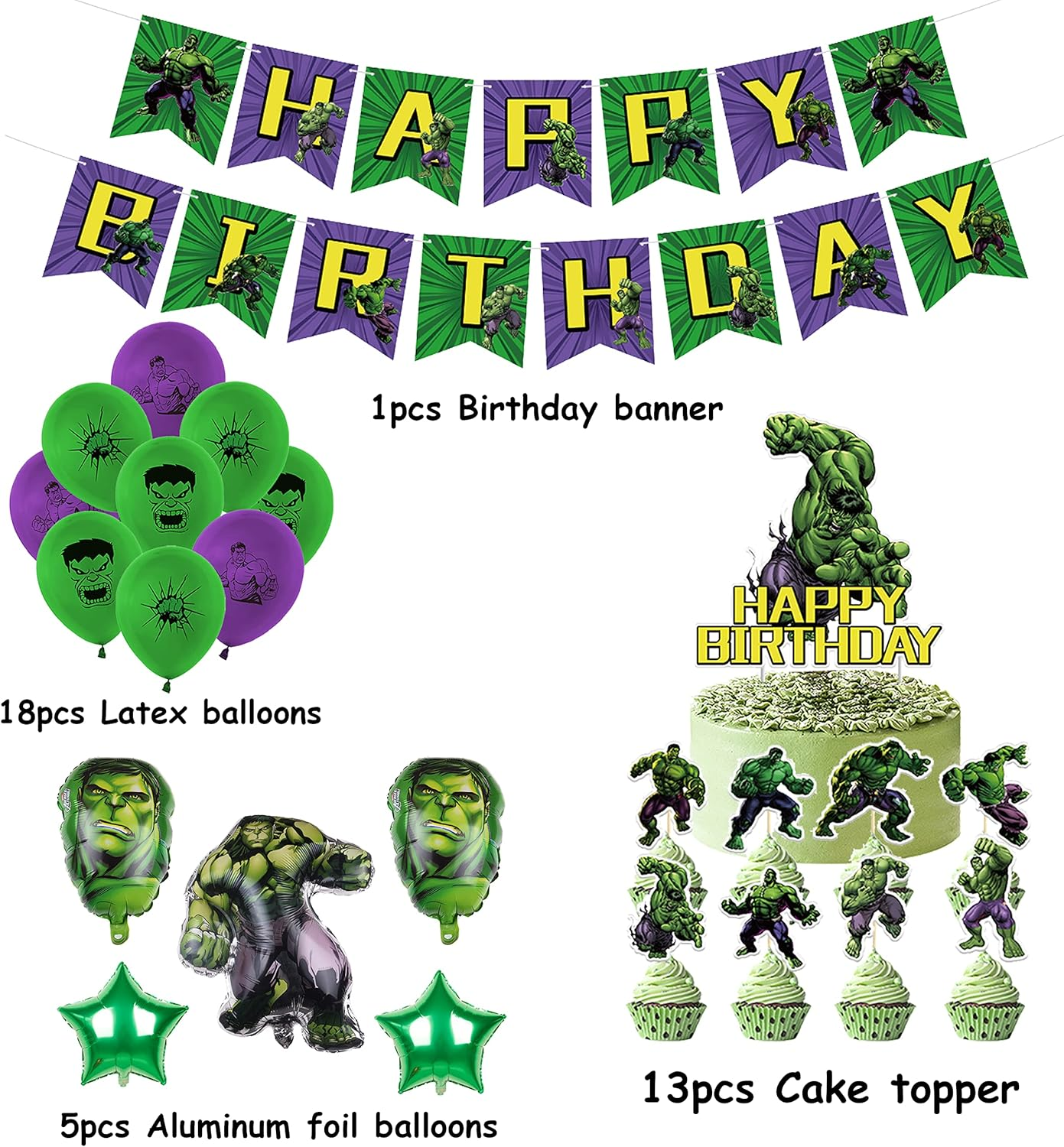 Party Supplies Hulk Birthday Decorations Superhero Balloons Avengers Birthday Cake Decorations Hulk Birthday Banner Avengers Helium Foil Balloons Hulk Party Decorations image number 4