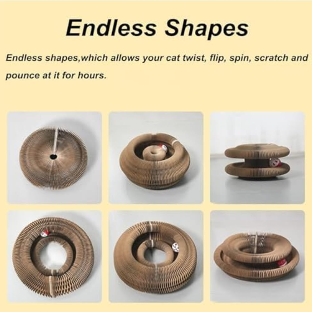 Mumoo Bear Foldable Cat Scratcher Cat Toy, Accordion Cat Scratcher, Cardboard Accordion Cat Toy, Foldable Cat Accordion Toy, Magic Organ Cat Scratching Board, Interactive Scratch Pad with a Ball image number 3