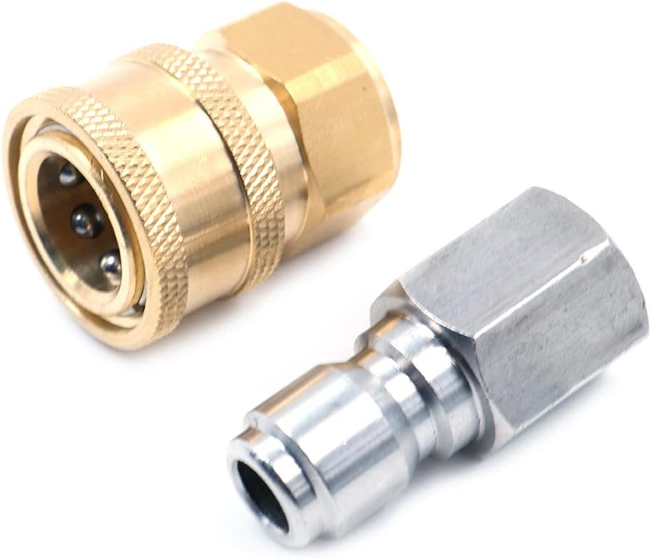 2 Pieces ZONADA Brass Pressure Washer Fitting, Metric M22 Femal and 3/8" Male Quick Connector Covert to M22 Female Pressure Washer Gun Adapter Accessories Parts image number 3