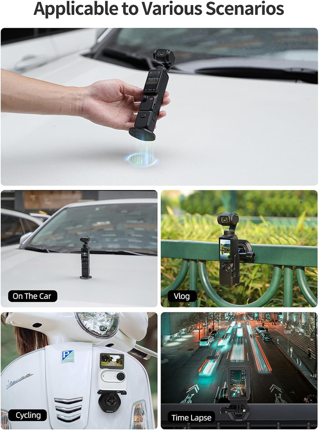 Magnetic Camera Mount Base Stand with 1/4"-20 Thread for DJI Osmo Pocket 3 and 2, for Insta360 ONE X4/X3/2/1/GO 3, for FIMI Palm 2/1 Action Camera, XICEN DJI Osmo Pocket 3 Accessories image number 5