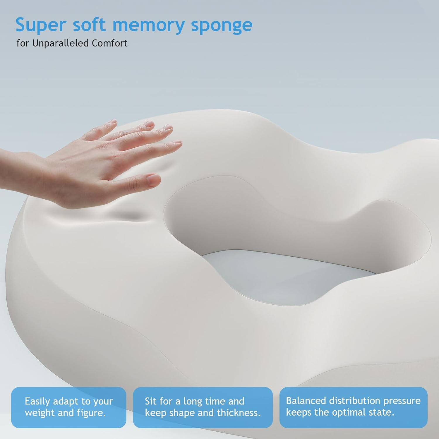 LEFAFA Donut Pillow Hemorrhoid Tailbone Cushion, Premium Memory Foam Seat Cushion, Orthopedic Pain Relief Pillow for Pregnancy, Coccyx, Bed Sores, Post Natal, Sciatica (Black) - Black image number 2