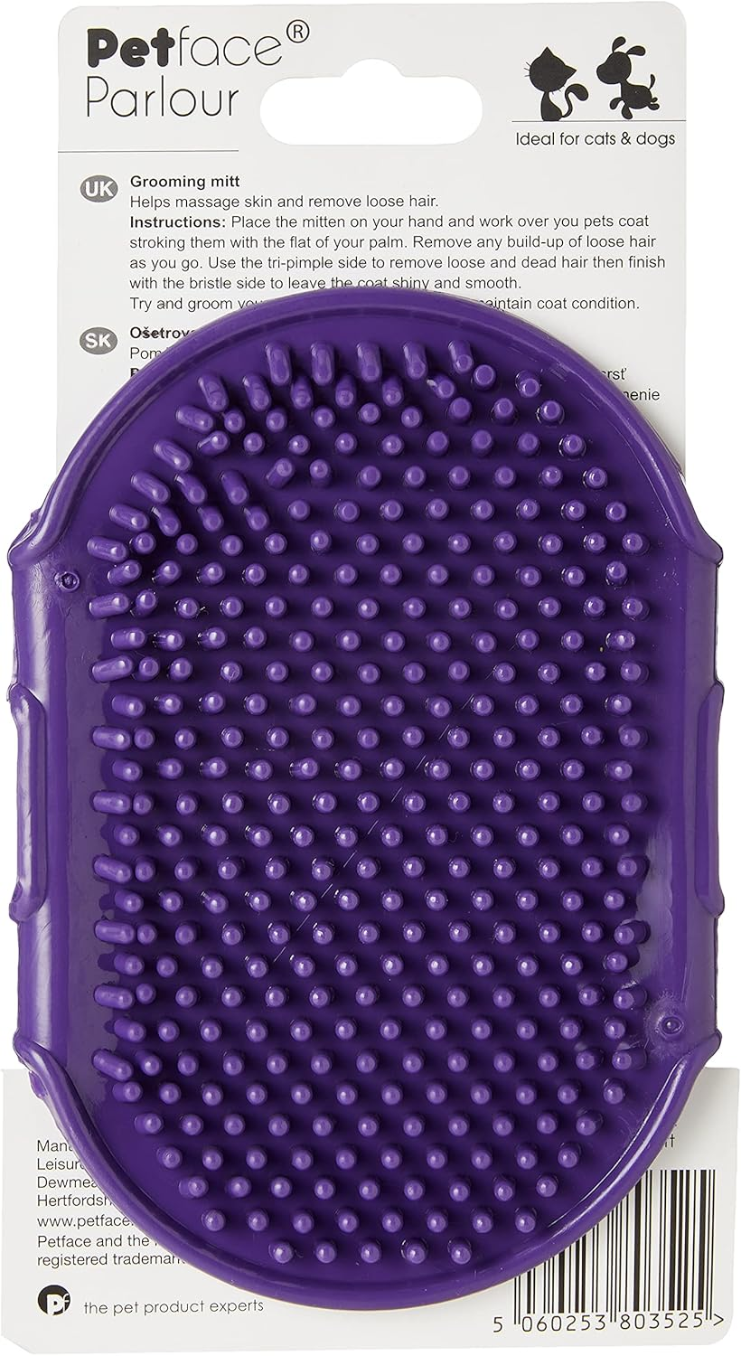 Petface Rubber Grooming Mitt for Dogs/Cats, , Purple image number 6