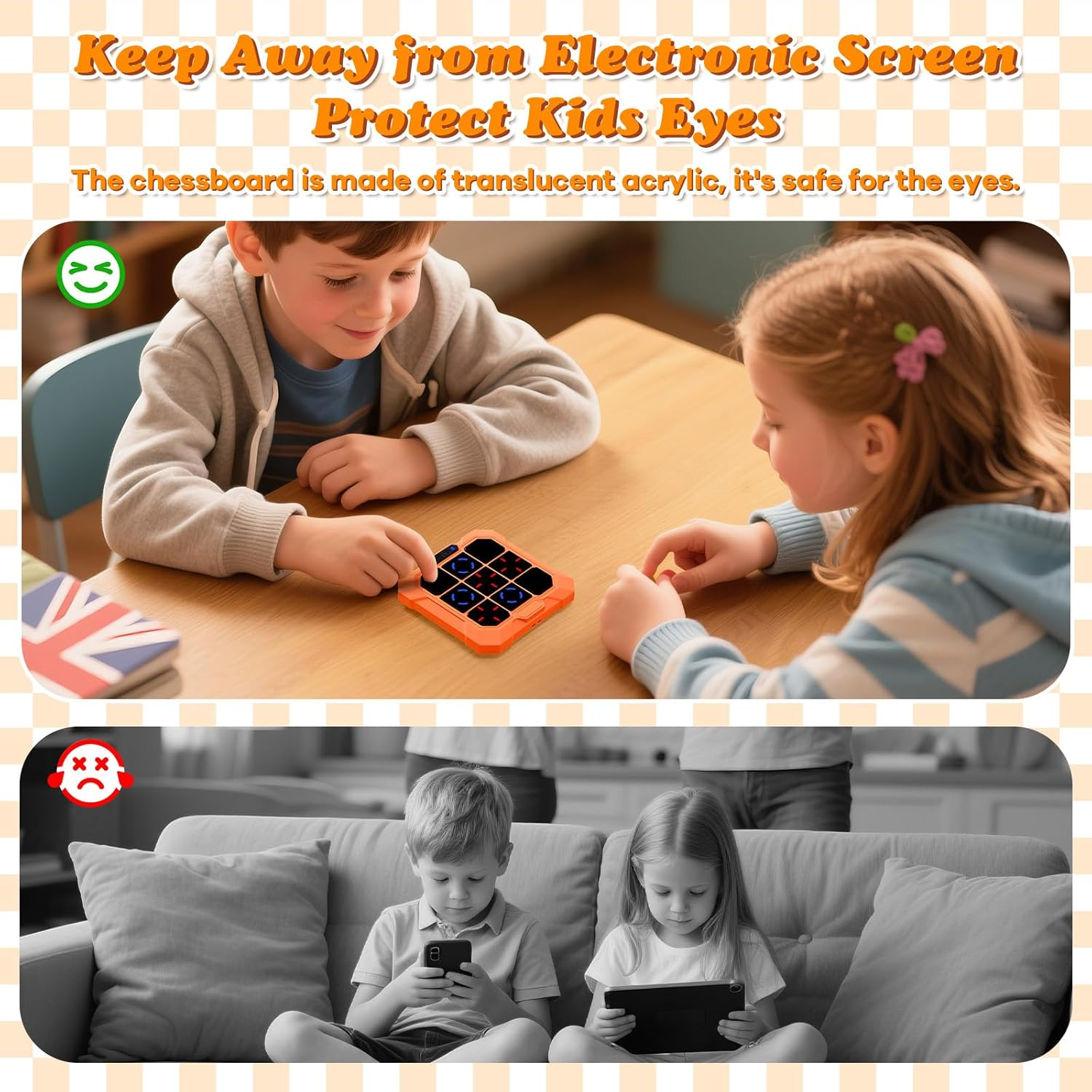 Blueswan 6 in 1 Tic-Tac-Toe Handheld Game, Rechargeable Memory & Brain Puzzle Games Console, Electronic Board Games Fidget Toys for Kids Ages 4-12, Portable Travel Activities Queue Time image number 1