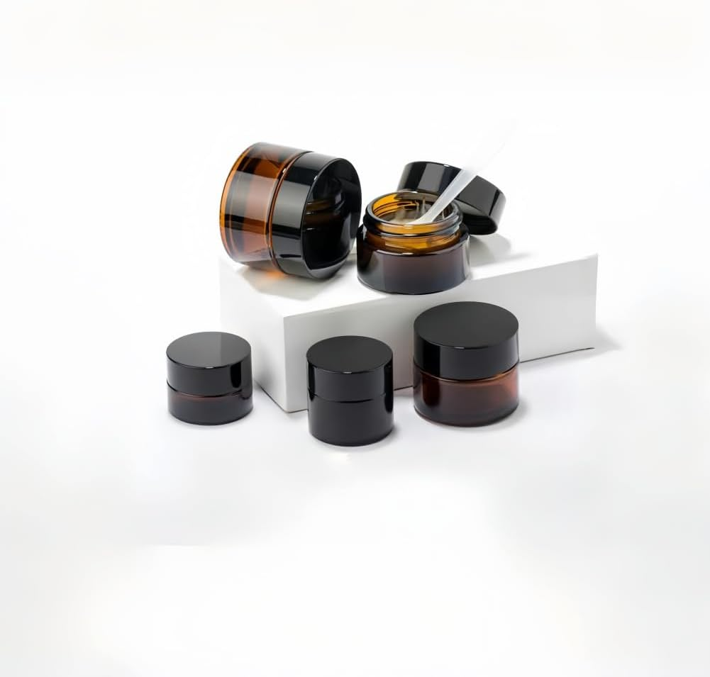 6 Pack Black Glass Jars with Lids & Inner Liners,5/10/15/20/30/60 Gram Small Glass Jar Travel Size Containers,Empty round Cosmetic Containers for Cream,Lotion,Powder,Lip Balms,Eye Creams image number 6