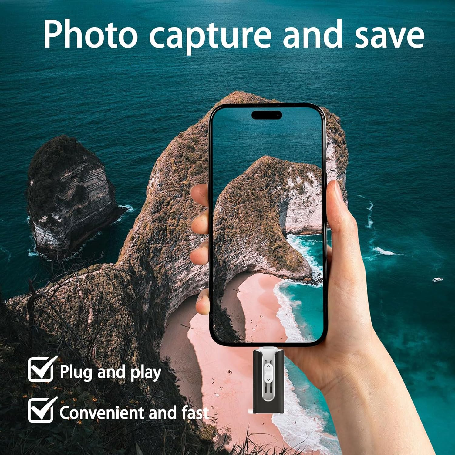 USB Drive, 4-In-1 High-Speed Transfer USB 3.0 USB Stick, 1Tb USB Flash Drive, Phone Photo Stick, Used for Photo Transfer and Data Storage, Applicable to Iphone, Ipad, Pc and More Devices image number 4