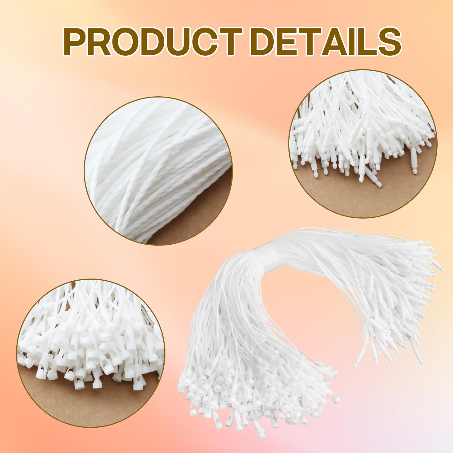 200 Pcs White Cotton Clothing Price Tag String with Bullet Clasp Lock, 20Cm Secure Hang Tags Twine for Apparel Shoes Luggage Labels Gifts Jewelry Pricing Storehouse Classification Mark (White) - Black image number 2