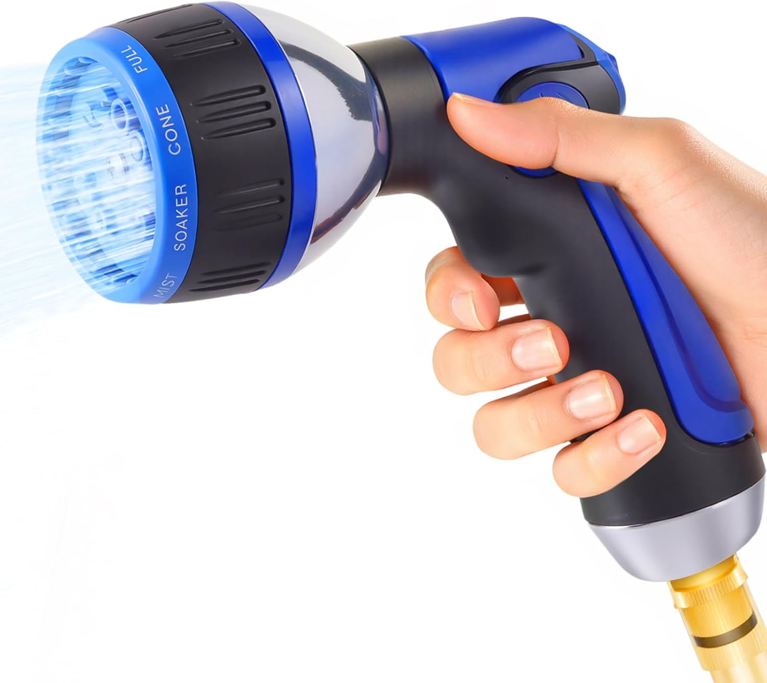 Garden Hose Nozzle - Water Spray Nozzle with 10 Adjustable Patterns, High Pressure Water Gun with Slip Resistant Handle for Watering Plants, Lawn & Grass, Washing Cars & Pets,Cleaning Outdoor