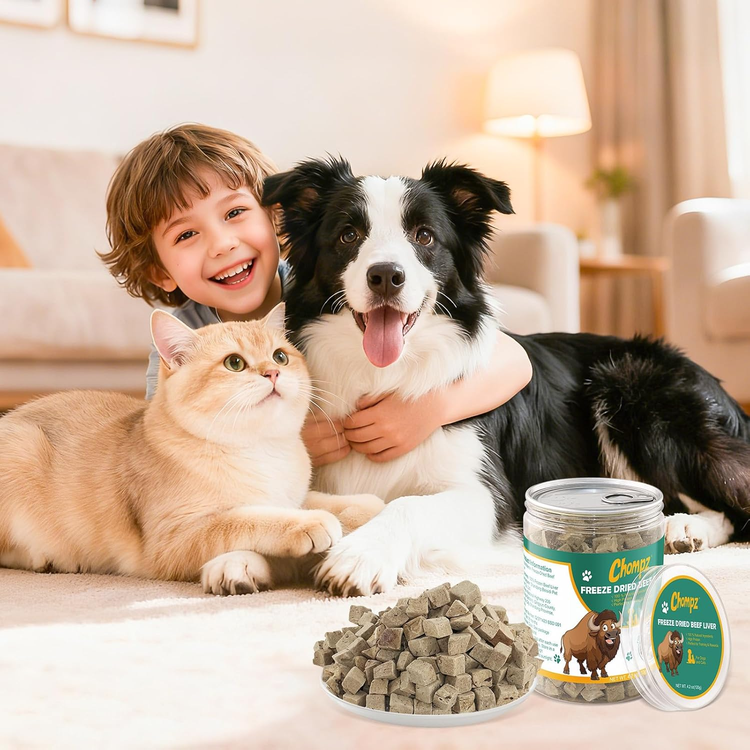 Freeze-Dried Beef Liver Treats for Dogs & Cats, Healthy Pet Training Treats or Food Topper, Single Ingredient High-Protein 4.23Oz