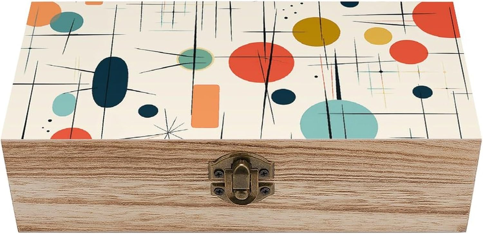 Modern Mid Century Wooden Box Wood Wedding Keepsake Boxes with Lids Small Decorative Boxes Lightweight Wooden Memory Storage Box for Crafts Keepsakes Jewelry Photo Letter Storage image number 5