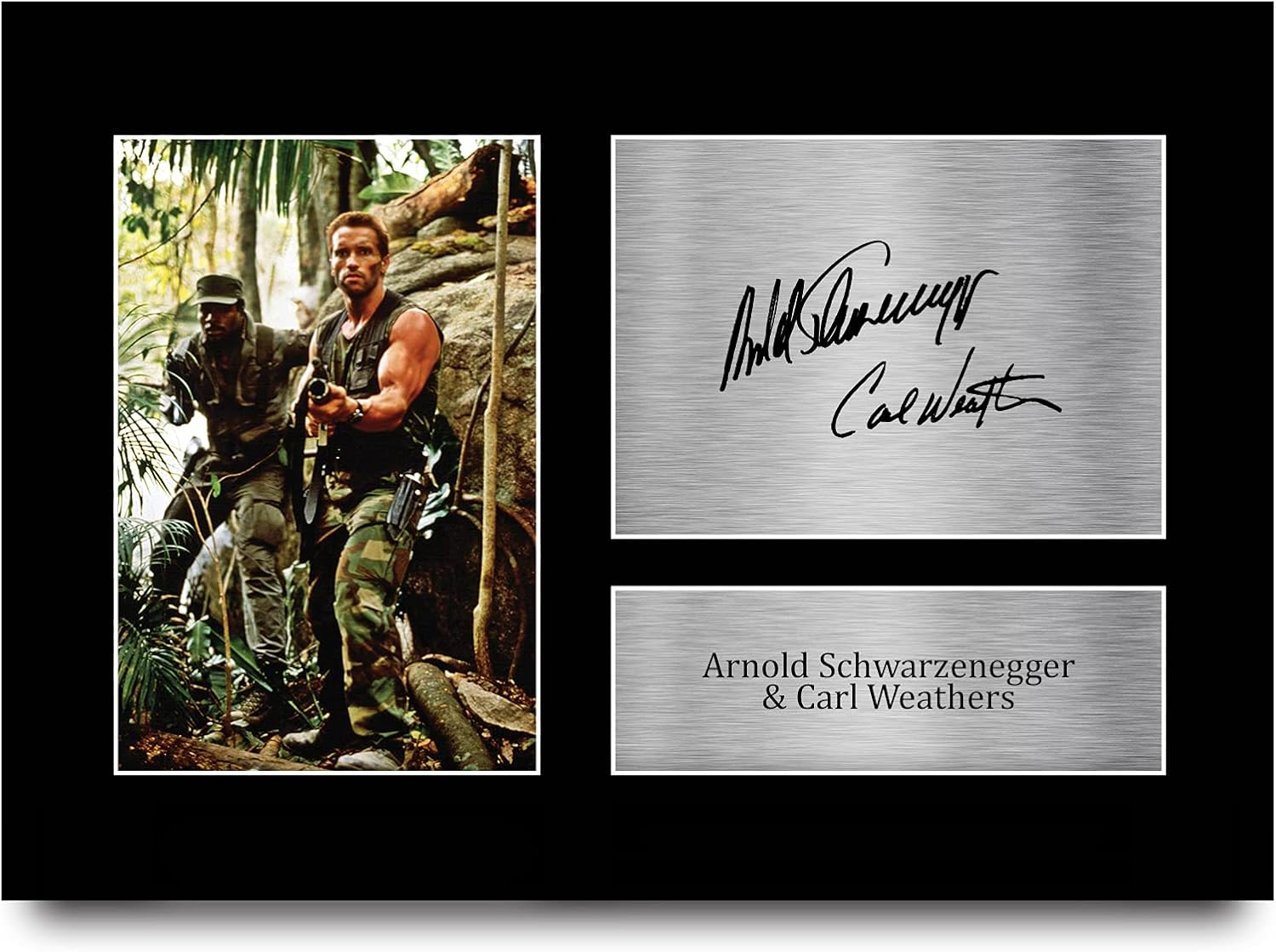 HWC Trading A4 Arnold Schwarzenegger & Carl Weathers Predator Gifts Printed Signed Autograph Picture for Movie Memorabilia Fans