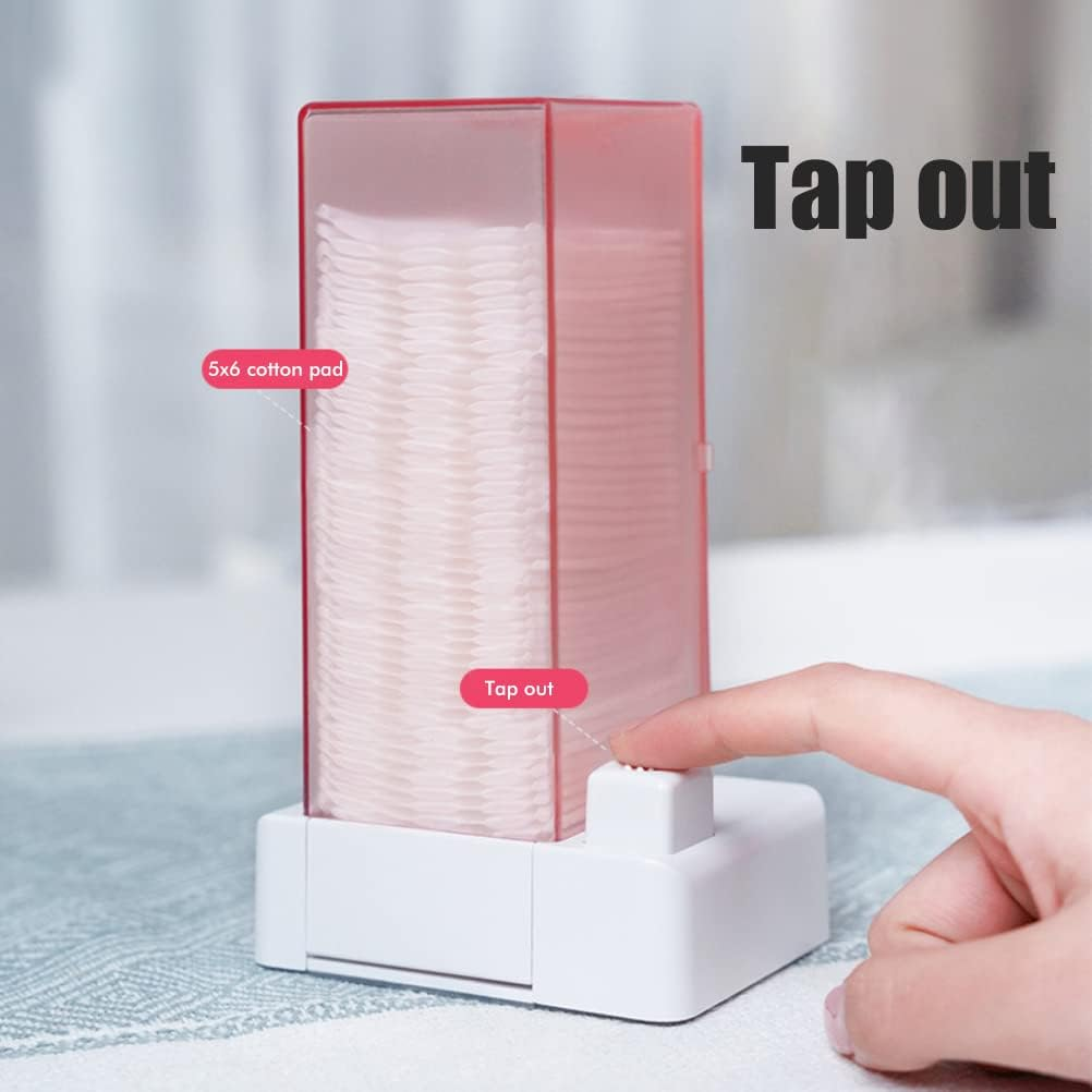 Cosmetic Cotton Storage Box, anti Slip Bottom Design Automatic Cotton Pad Dispenser, Take Out and Press Easily Clear Make up Pads Container with Lid, the Best (White)