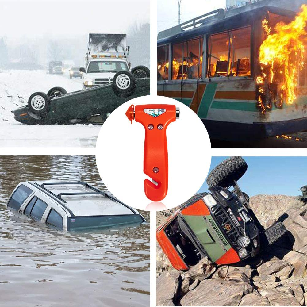 2-Pack Car Safety Hammer, Auto Emergency Escape Hammer with Window Breaker and Seat Belt Cutter, Striking Red Emergency Escape Tool for Car Accidents image number 1